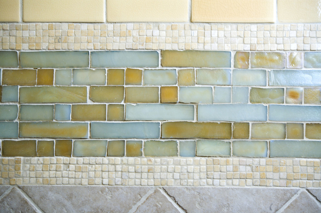 detail custom tile work bathroom backsplash wall