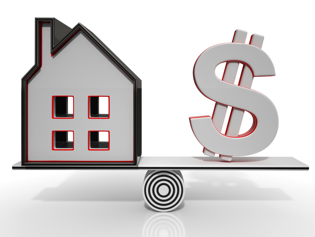 House And Dollar Balancing Show Investment Or Mortgage